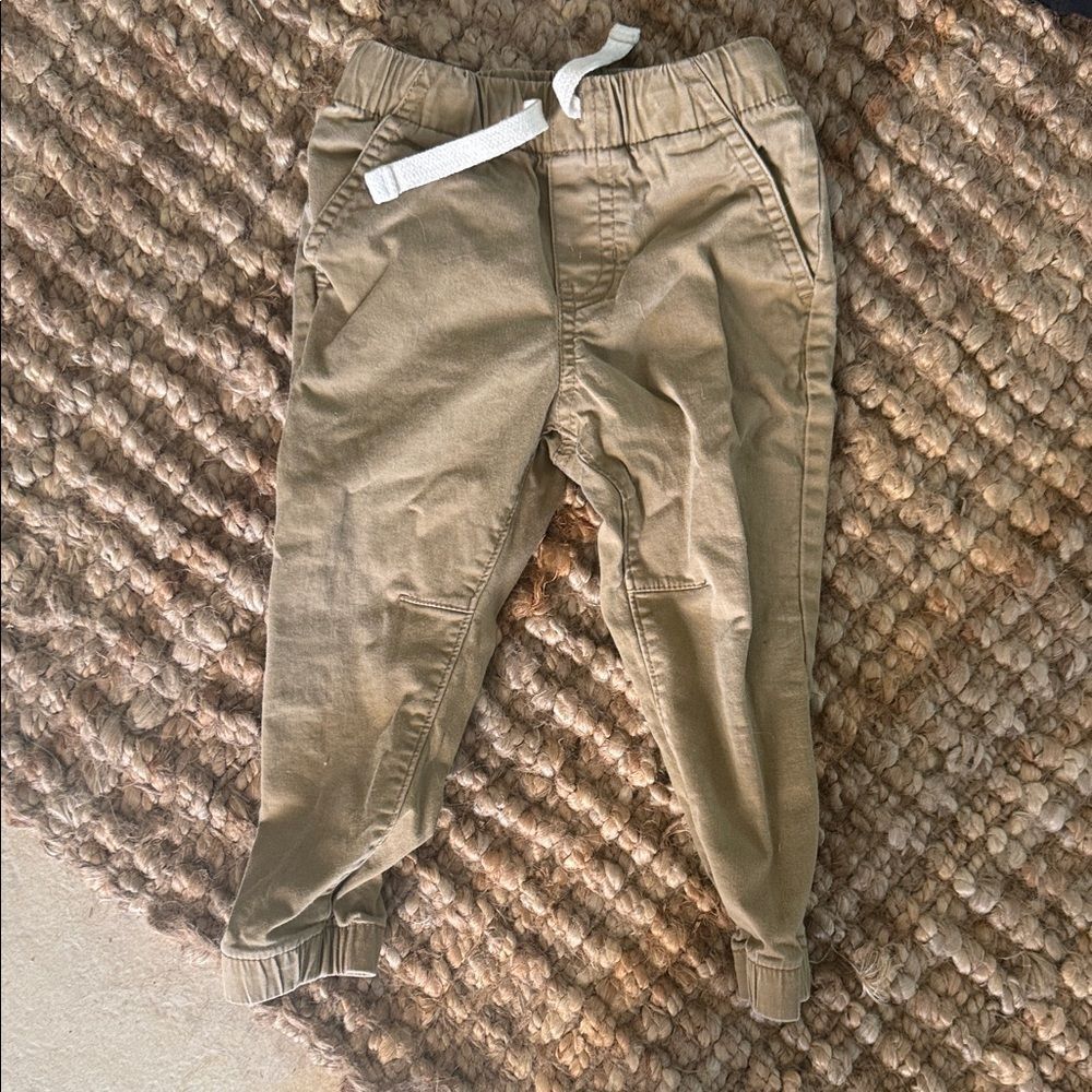 Kids Tan Jogger Pants - Cat & Jack Size 2T - Boys Drawstring Joggers - Picture 1 of 4